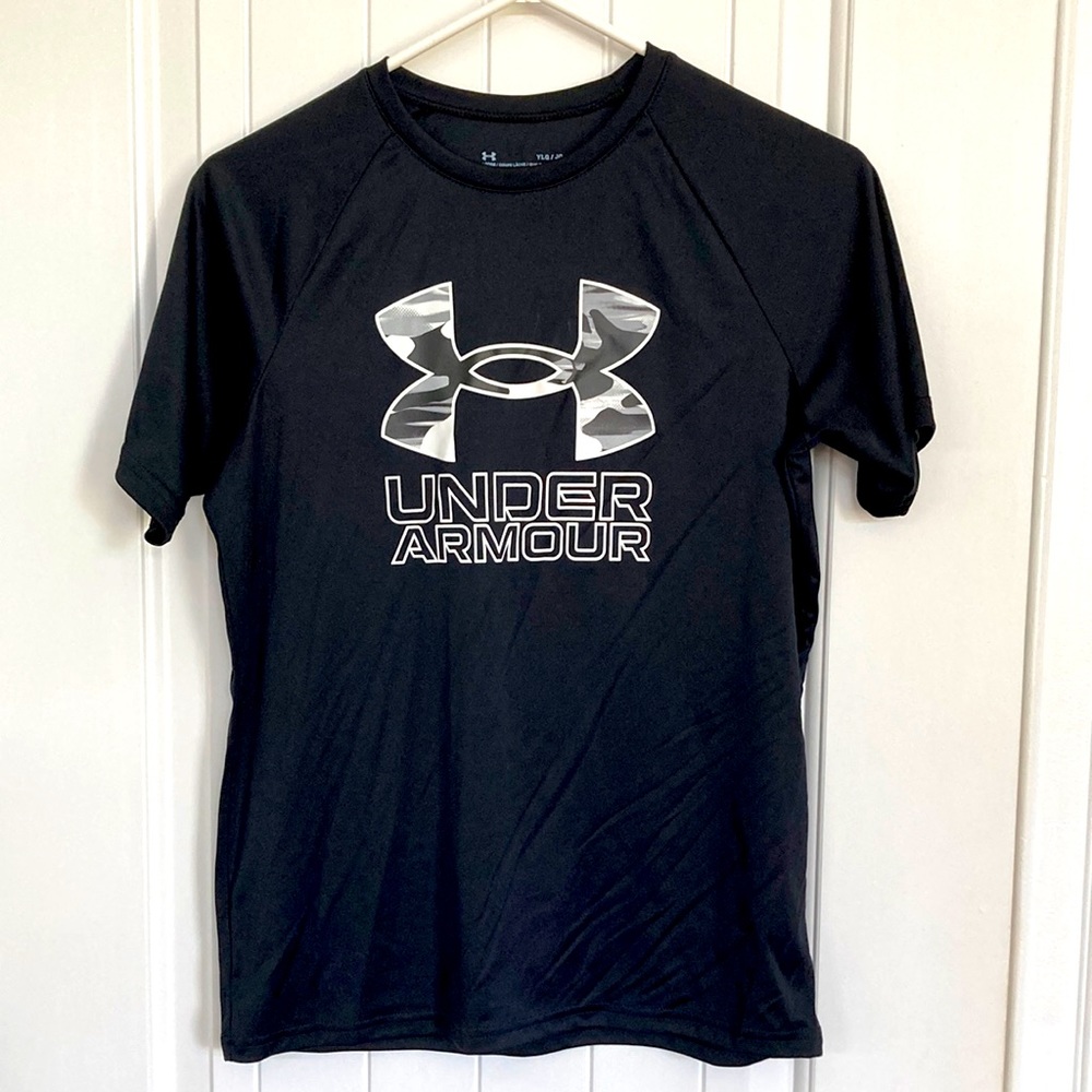 Under Armor Sz Youth Large Boys UA Tech Hybrid Print Fill Short Sleeve